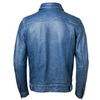 Men’s Vintage Blue Genuine Cowhide Leather Jacket – Slim Fit Natural Leather Coat for Spring & Autumn Fashion (Model M234)