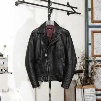 Men’s Luxury Pakistani Sheepskin Leather Jacket – Slim Fit Biker Style Genuine Leather Coat for Motorcyclists