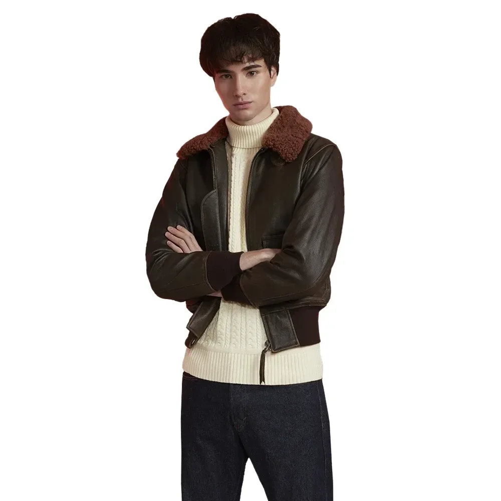 Maplesteed Super G1 Men’s Leather Flight Jacket – Vintage Quilted Natural Cowhide Aviator Coat (Euro/US Size M–2XL)