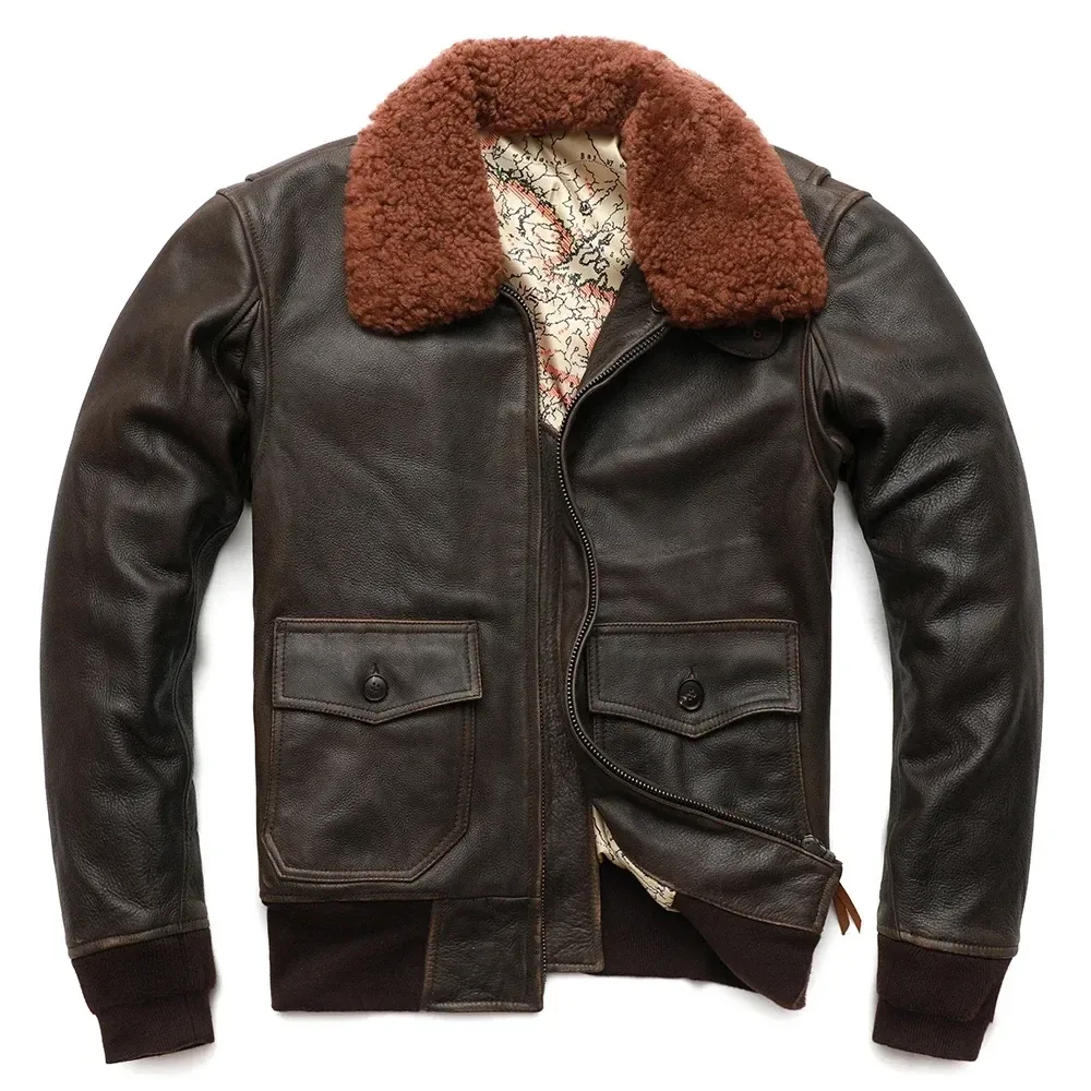 Maplesteed Super G1 Men’s Leather Flight Jacket – Vintage Quilted Natural Cowhide Aviator Coat (Euro/US Size M–2XL) - Image 2