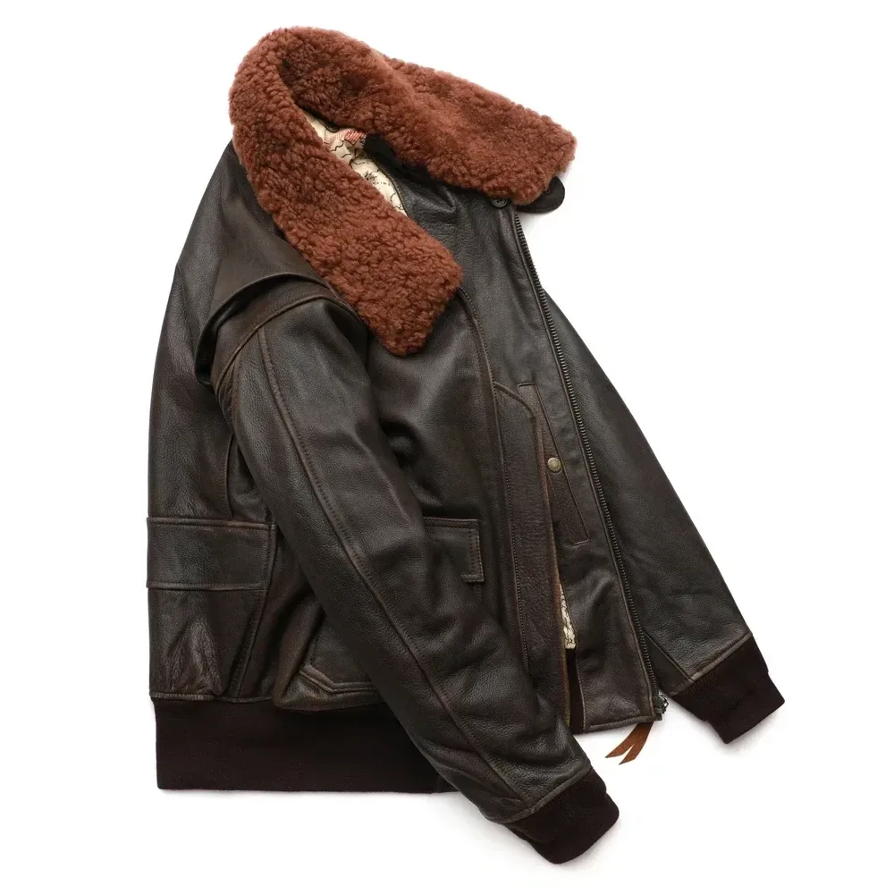 Maplesteed Super G1 Men’s Leather Flight Jacket – Vintage Quilted Natural Cowhide Aviator Coat (Euro/US Size M–2XL) - Image 3